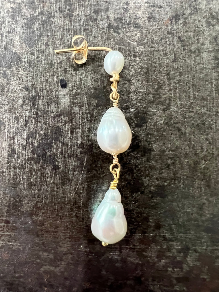3 Pearl Drop Earrings