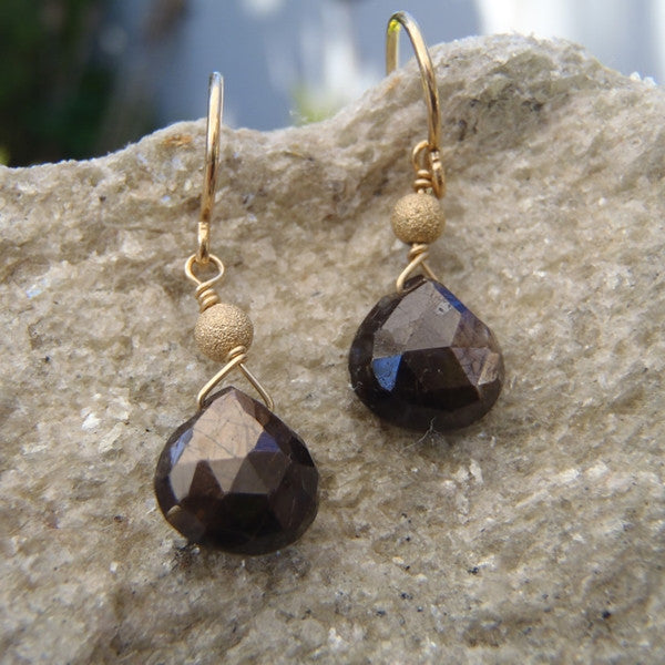 Black Sapphire and Stardust Bead Earrings