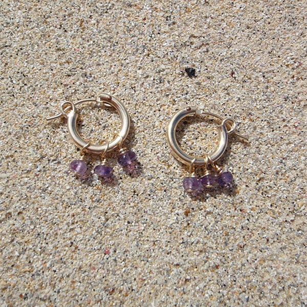 Gold Hoops with Gemstone Earrings
