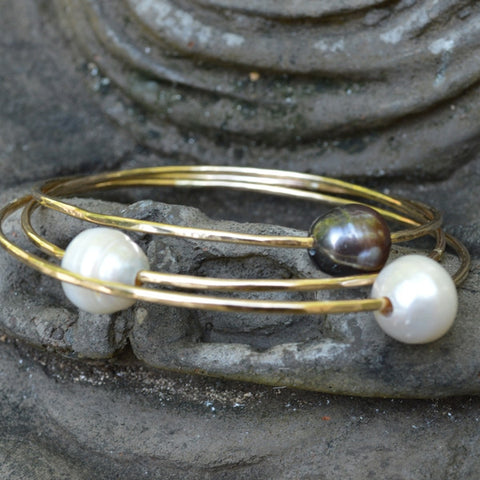 Bangle with Pearl  - Gold filled