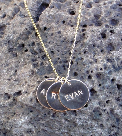 14K Gold Engraved Disk Necklace