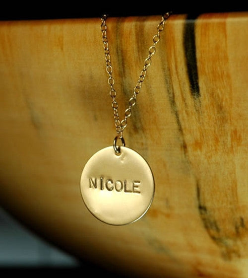 14K Gold Filled Engraved Disk Necklace