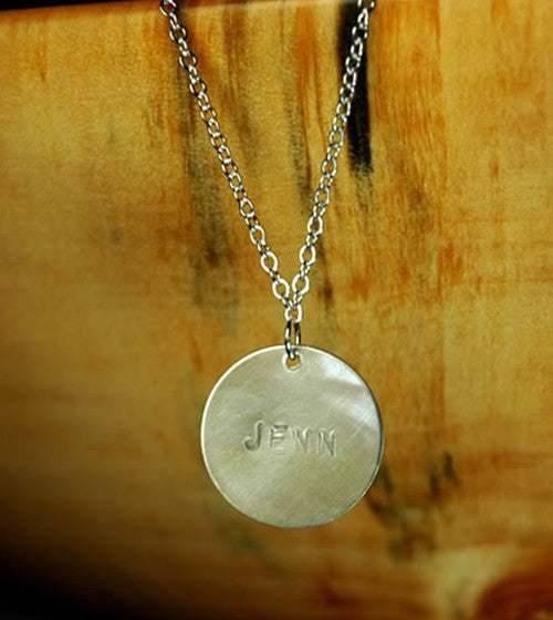 Sterling Silver Engraved Disk Necklace