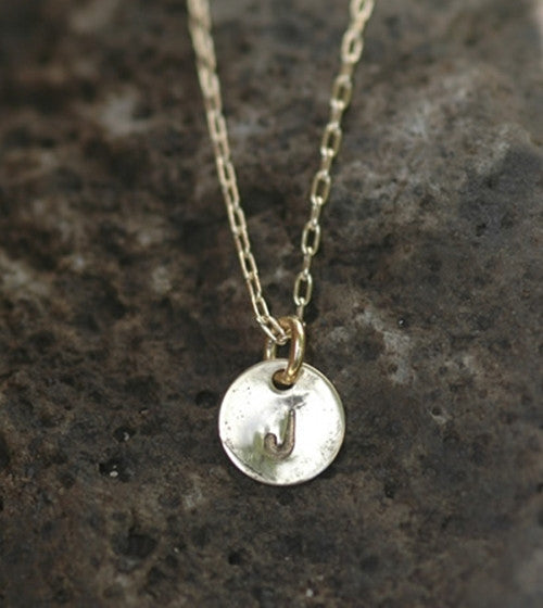 Tiny Engraved Disk Necklace in 14K gold filled