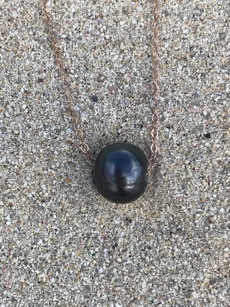 Black Pearl Solitaire Necklace