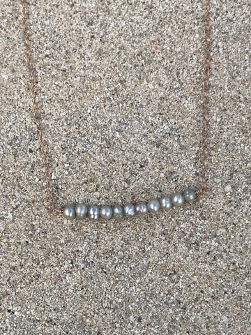 Gray Pearl Bar Necklace