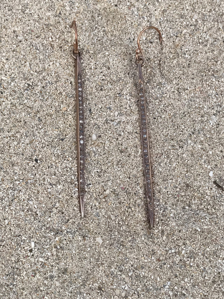 Rose Gold Pave Diamond Spike Earrings